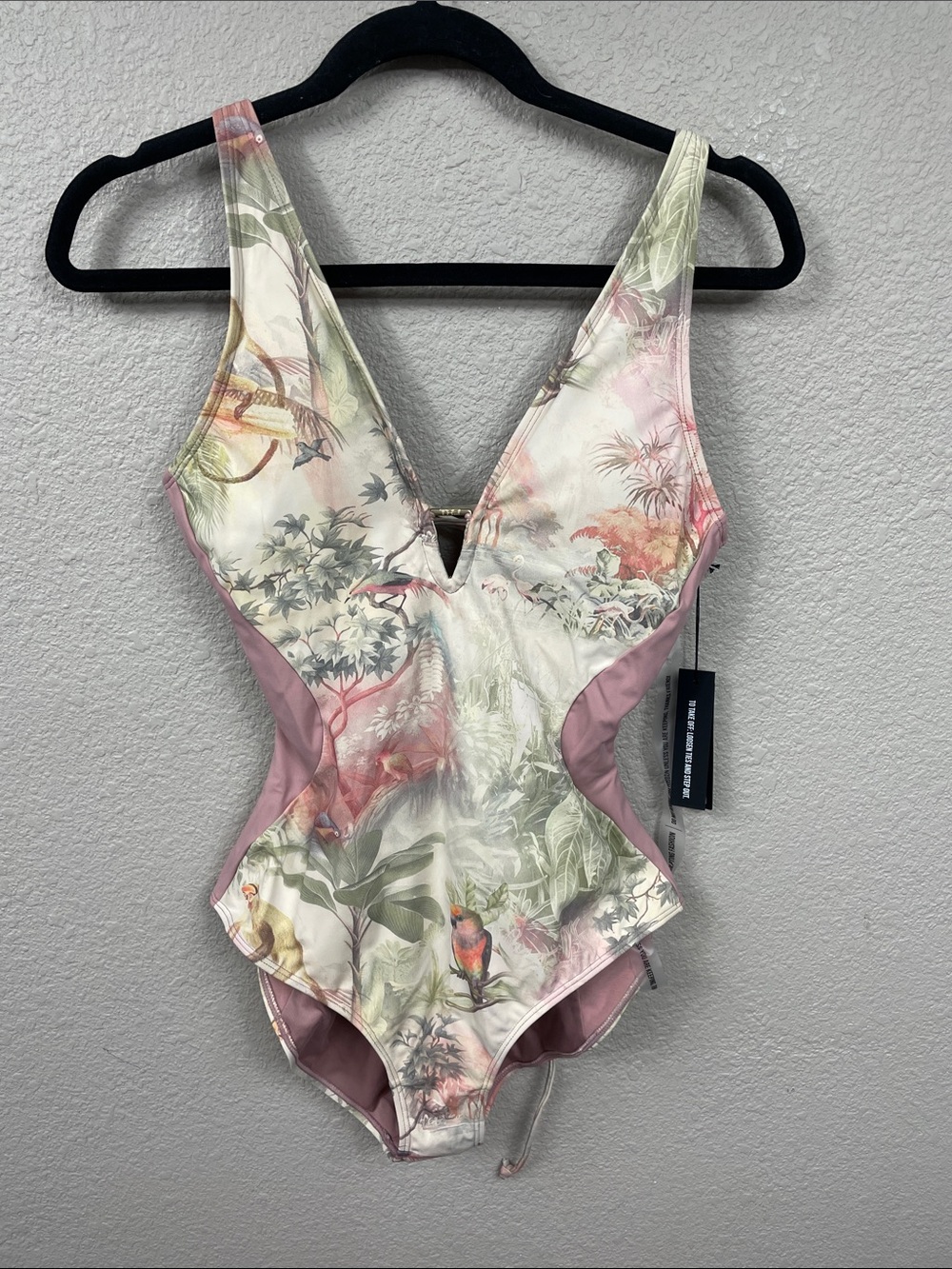NWT TA3 Contour Cheeky Monkey One Piece Swimsuit Plungey Triangle M XLong - Picture 2 of 14